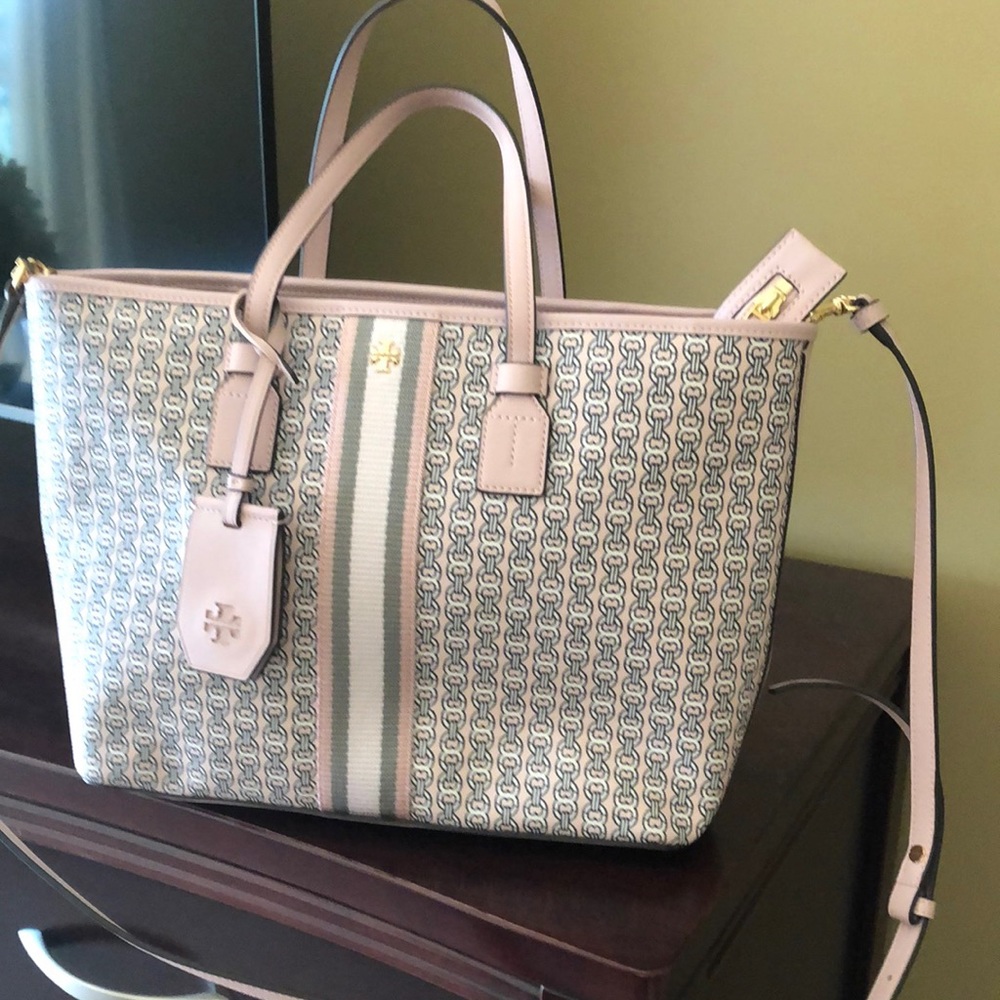 Rare pink and gray Gemini Link Tory Burch purse